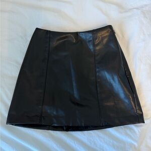 Abercrombie & Fitch Shiny Black Leather Mini Skirt